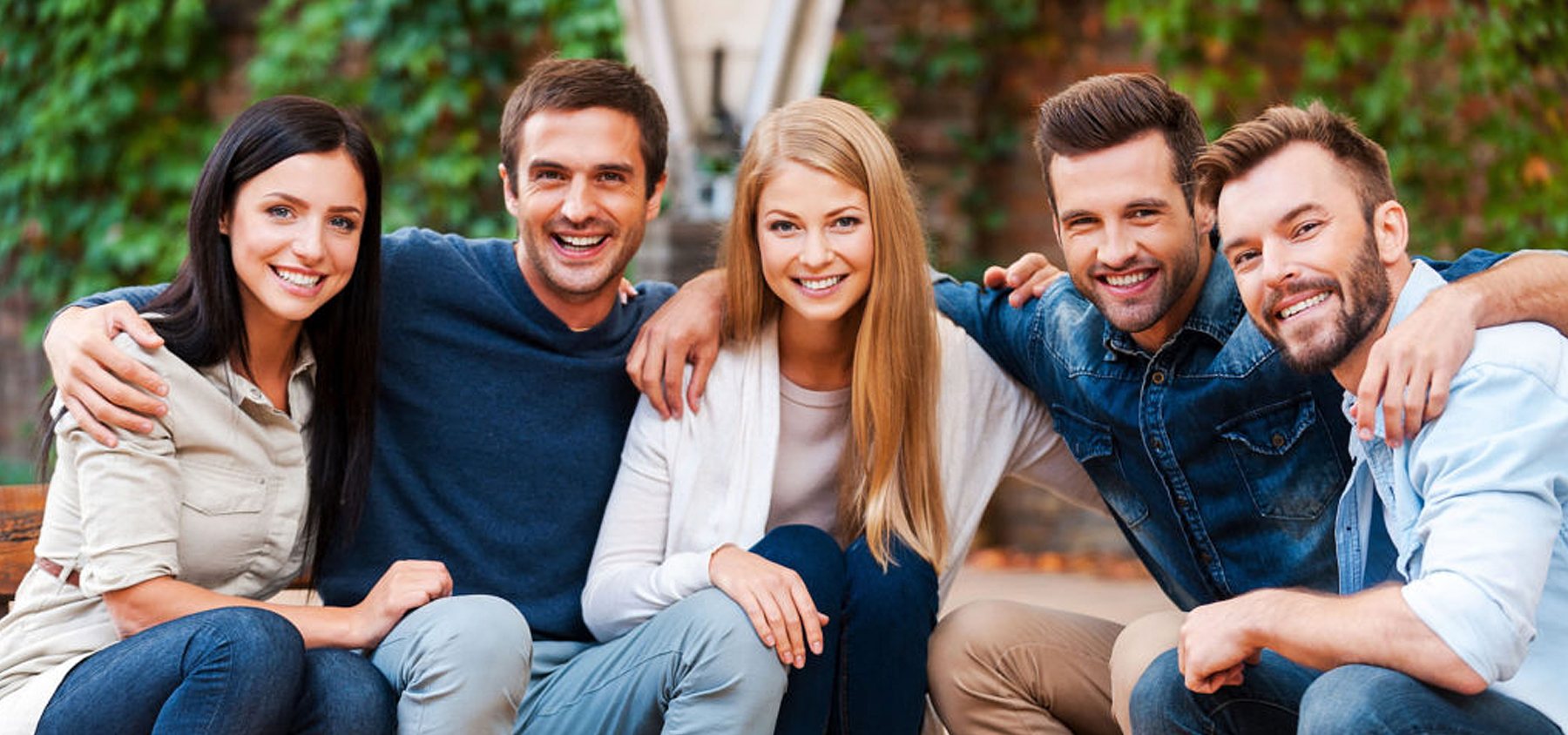 Group of adult friends smiling together