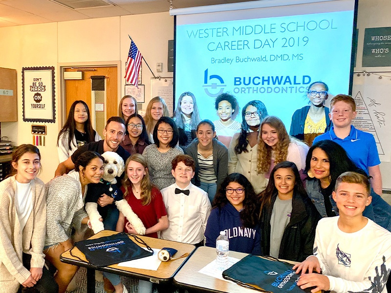 Buchwald Orthodontics team with Wester Middle School class