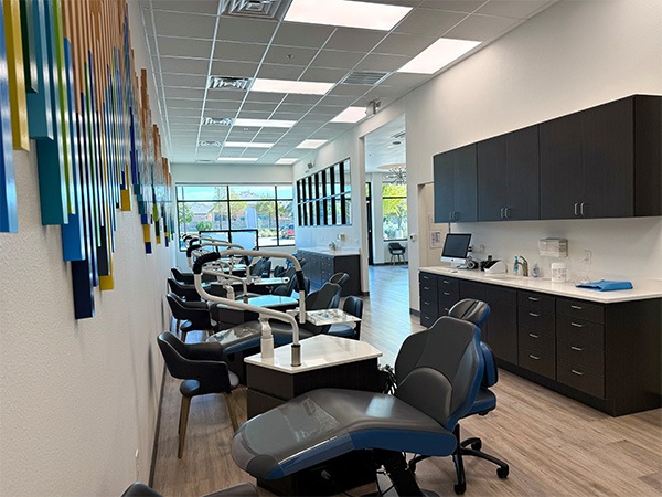 Reception desk of orthodontic office in Prosper and Frisco