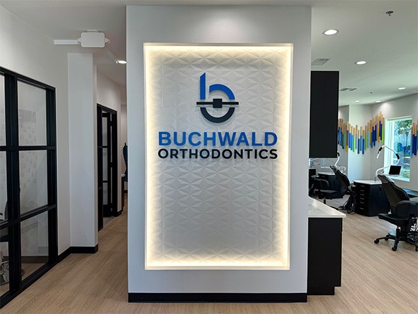 Reception desk of orthodontic office in Prosper and Frisco